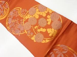 リサイクル　丸に菊・梅模様織出し名古屋帯